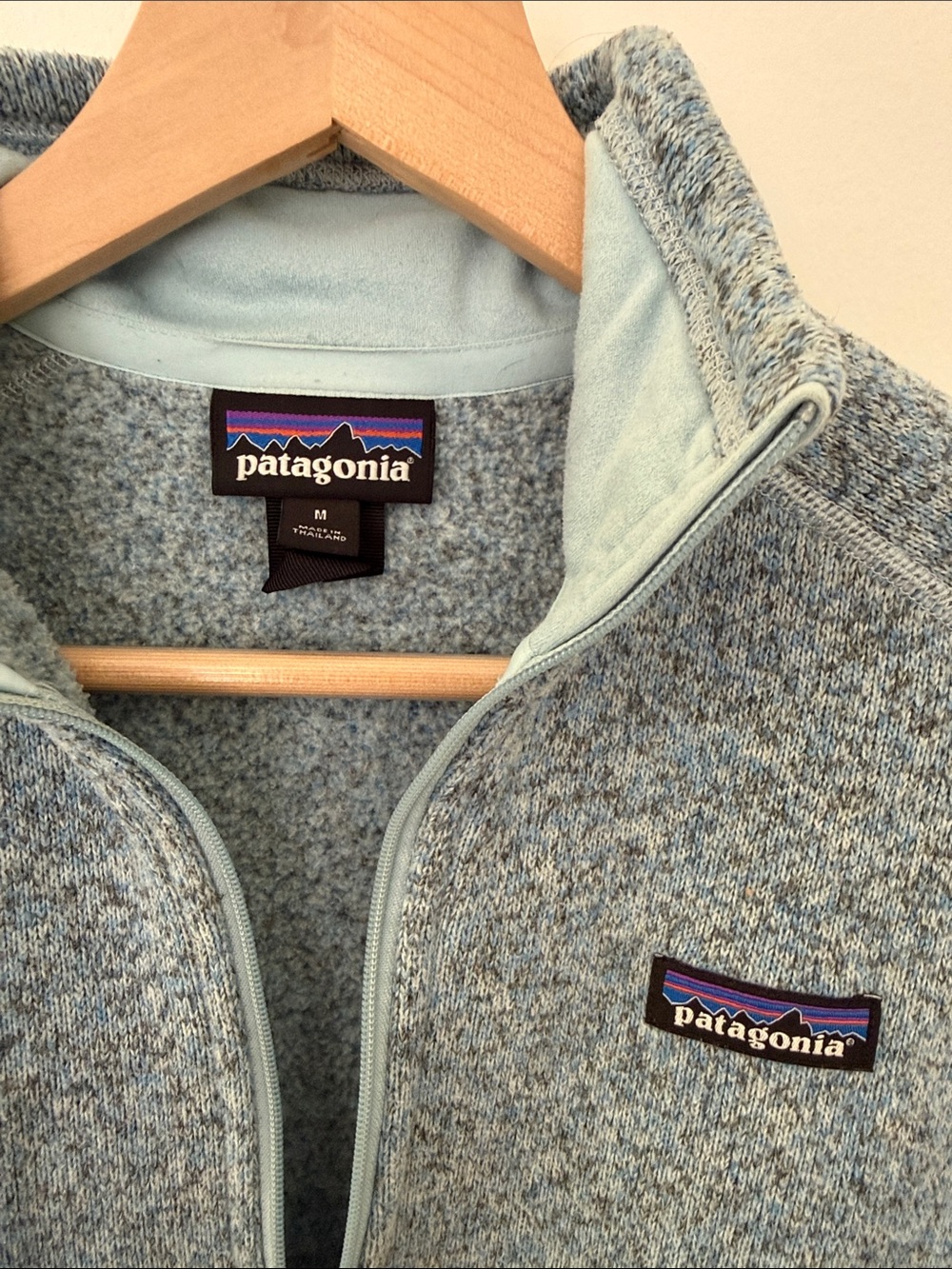 Patagonia Light Blue Heathered Quarter-Zip Fleece Pullover Better Sweater - Picture 3 of 3